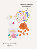 Sensory Play Australia Bingo Emotions game set for ages 3+ supports fine motor and emotional learning for 2-4 players.