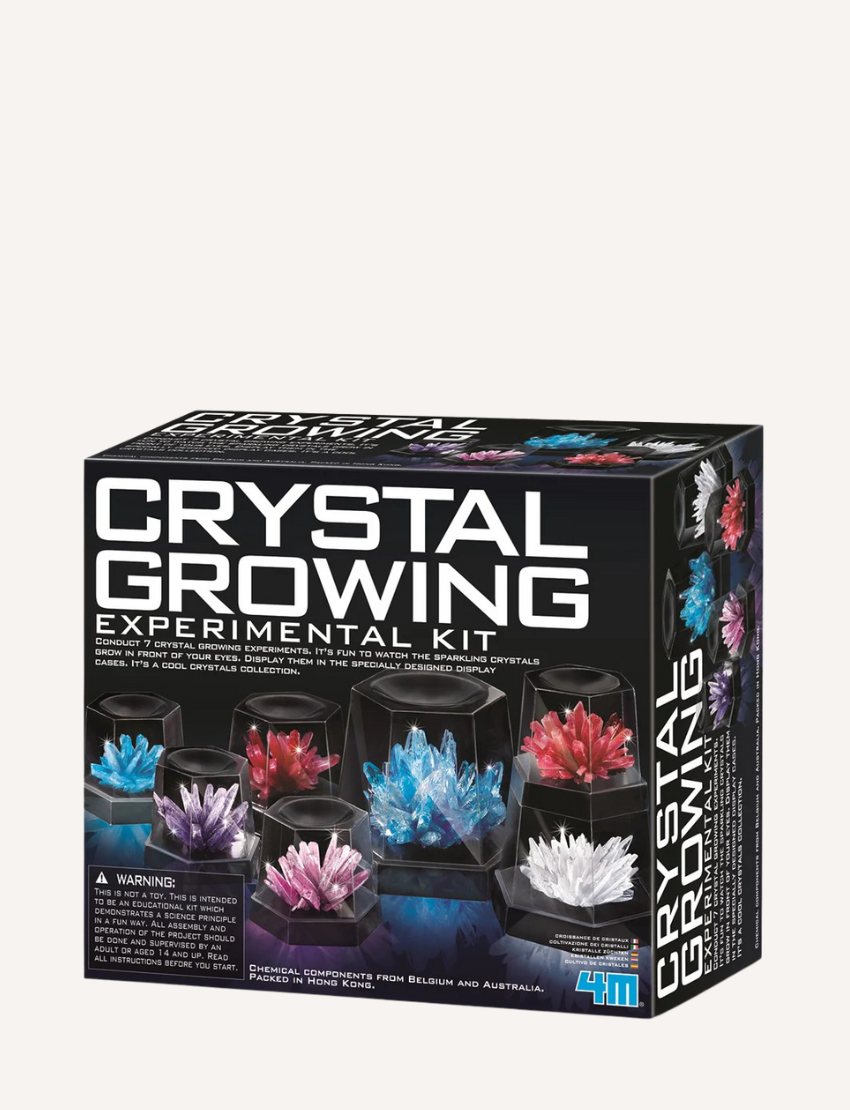 The Play Way Crystal Growing Experimental Kit box, showcasing colorful crystals to inspire science and discovery.