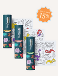 The HeyDoodle Mini Mat Mix & Match Bundle from HeyDoodle includes three kits of activity mats and markers. The designs, which can be mixed and matched, feature animals, unicorns, and dinosaurs for creative play. A label indicates 