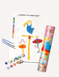 Explore the Kids Paint by Numbers Kit by Journey of Something, designed for children ages 5 to 10. It features a whimsical scene of a girl on a mushroom with vivid colors and includes numbered paints, brushes, and a rolled poster for creative fun.