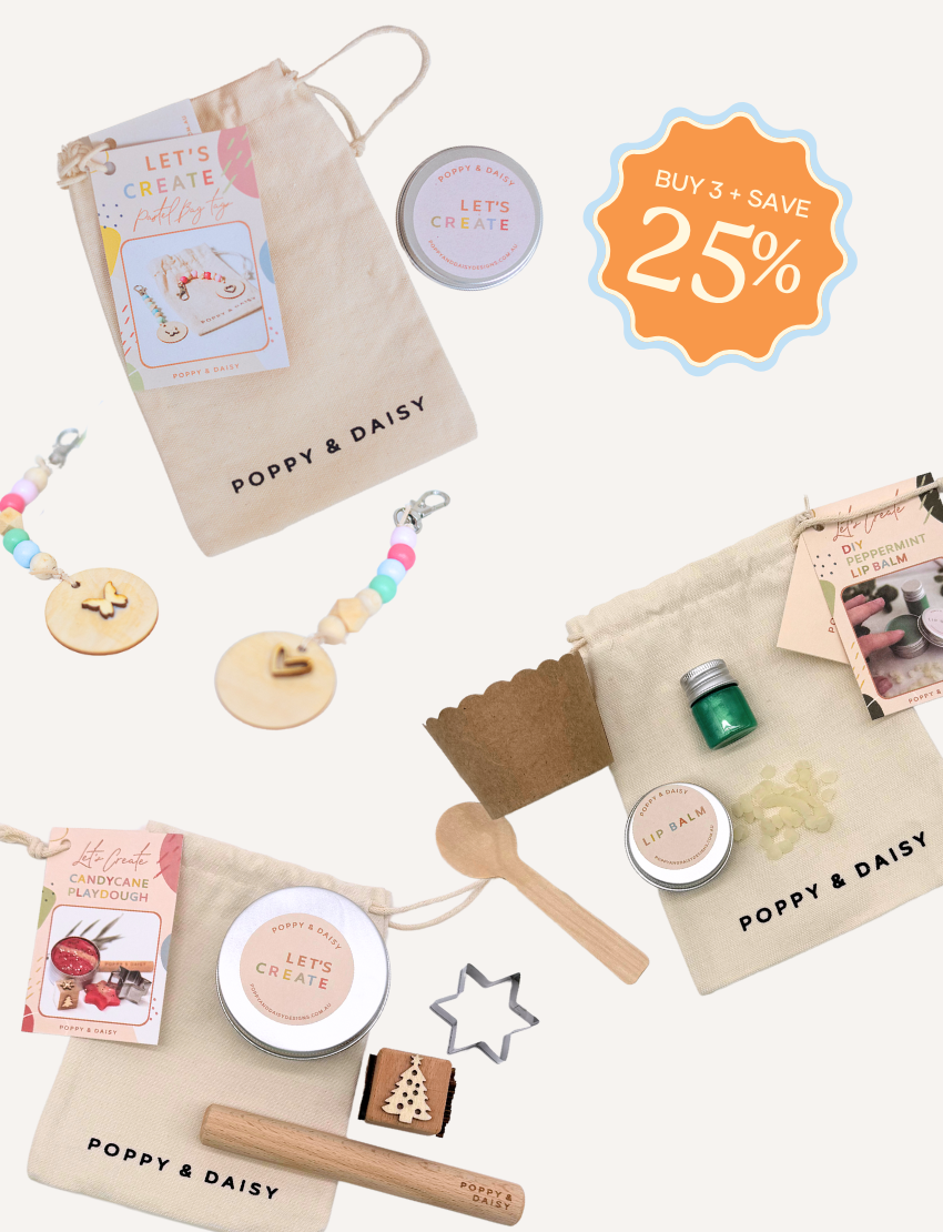 Poppy & Daisy craft kits: DIY kits for kids, including playdough, lip balm, and charm making.