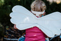 Two enchanting children's costume accessories from Fabelab: a captivating blue Moon Fairy Wand adorned with a crescent moon, star, and ribbon, and a delightful soft gold crown headband featuring star-shaped accents. Both items are beautifully showcased against a plain white background. The set is named the Moon Fairy Wand and Tiara set.