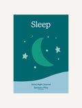 The Sleep Journal Digital Resource by The Play Way features a crescent moon and stars on a teal and light blue cover—ideal for supporting restful sleep and bedtime routines.