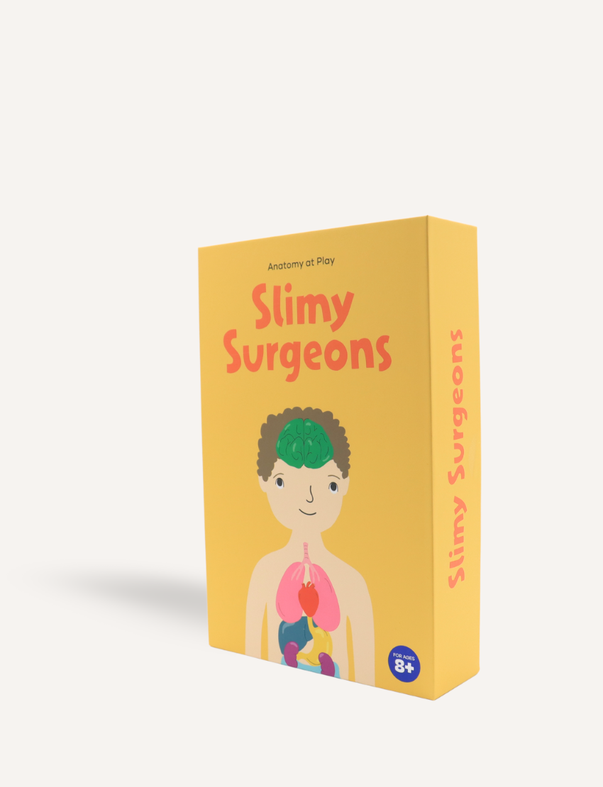 The Slimy Surgeons anatomy game box by Sensory Play Australia, a therapist-designed kit for kids aged 8+ to explore anatomy.