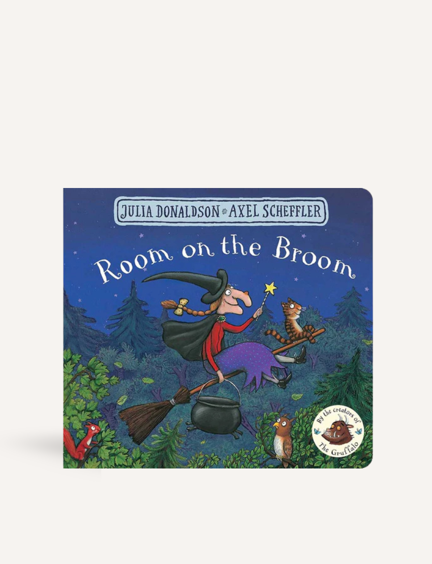 Children's book cover: 'Room on the Broom' by Julia Donaldson and Axel Scheffler.