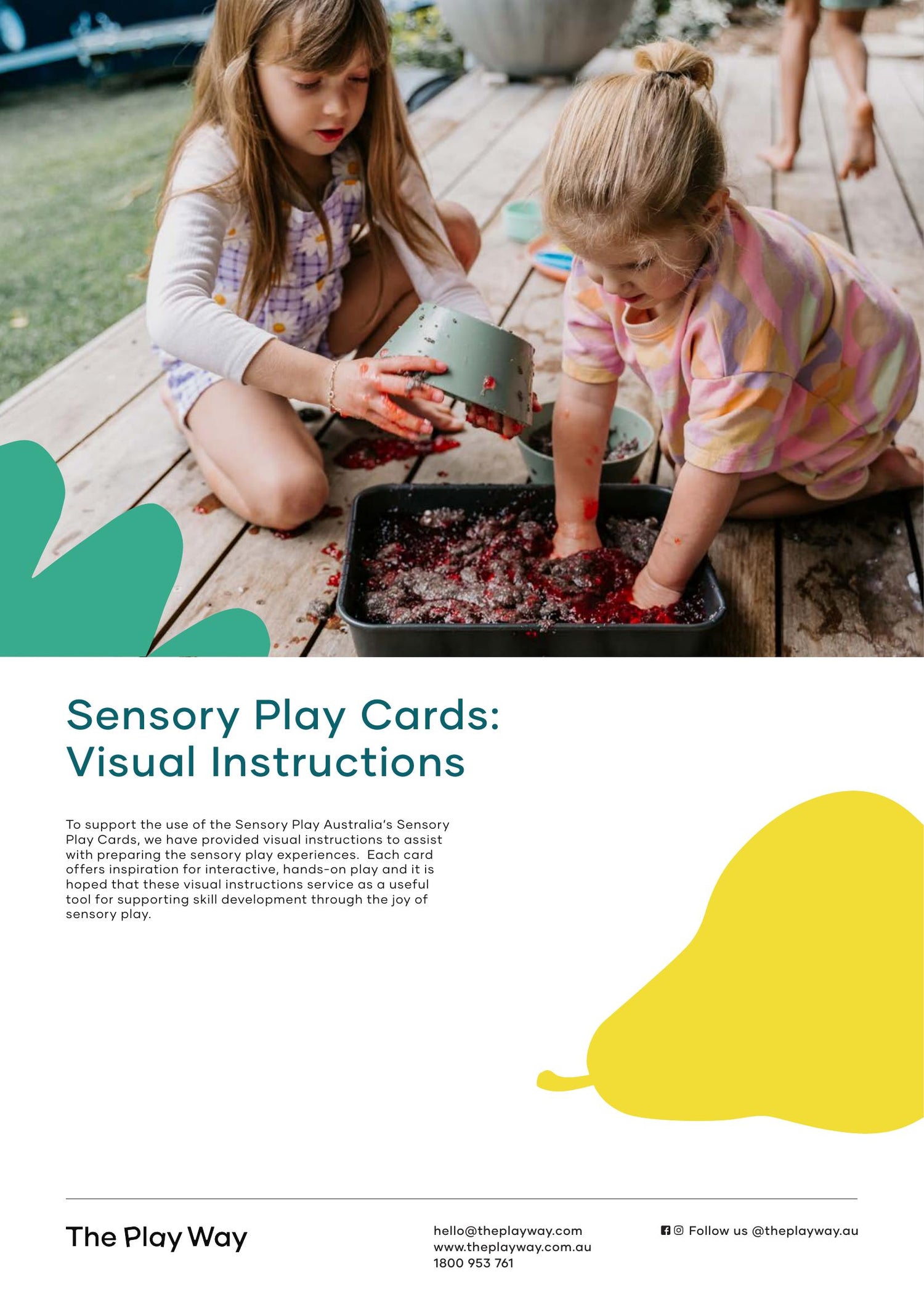 Sensory Play Cards: Visual Instructions cover, showing two children engaged in sensory play.